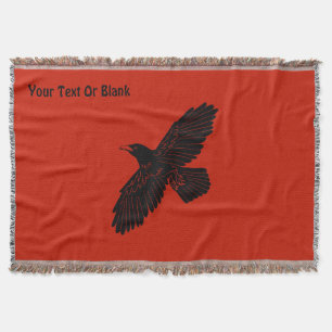 Raven On Red Throw Blanket