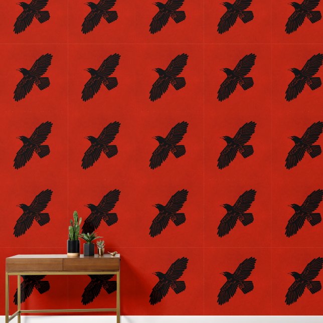 Raven On Red Wallpaper (Hallway)