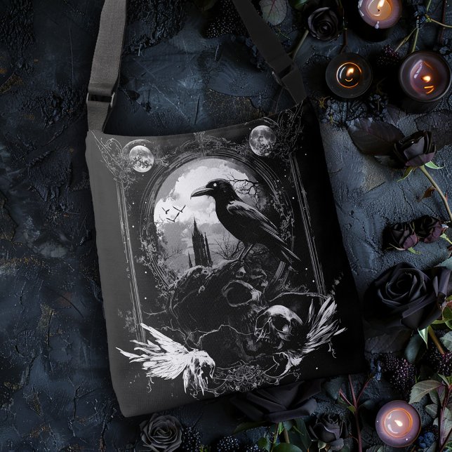 Raven on Skulls Crossbody Bag (Creator Uploaded)