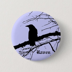 Raven on the Tree 6 Cm Round Badge