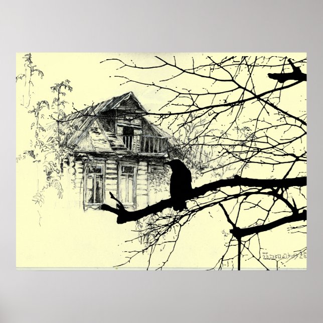 Raven on the Tree, House in Ruins Poster (Front)
