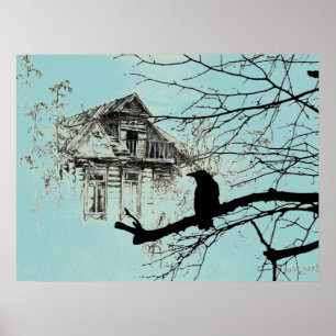 Raven on the Tree, House in Ruins Poster