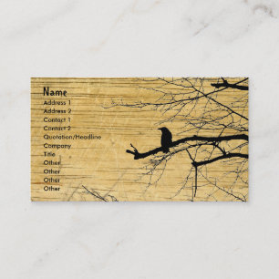 Raven on the Tree with wooden background Business Card