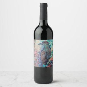 raven painting wine label