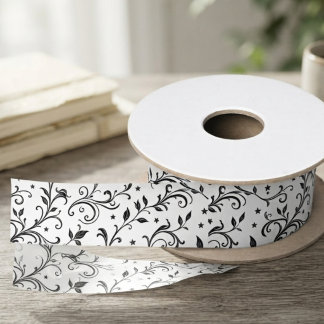 Raven Perch Gothic Scroll Satin Ribbon