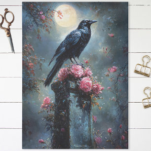 Raven Perched on a Tombstone Tissue Paper