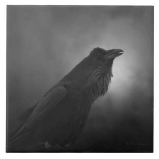 Raven raven Talking, original digital illustration Tile