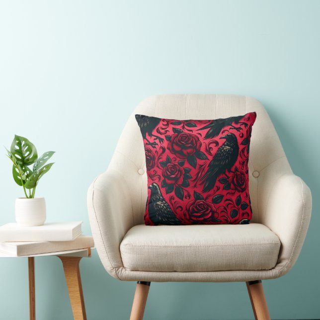 Raven Rose16x16 Throw Pillow (Chair)
