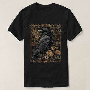 Raven Rose Moon Scary Black Gothic Spooky Crow T-Shirt