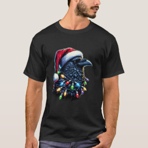 Raven Santa Christmas Tree Lighting Men Women Xmas T-Shirt