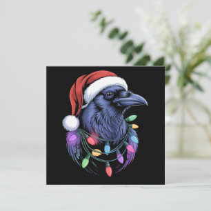 Raven Santa Christmas Tree Lighting Xmas Funny Holiday Card