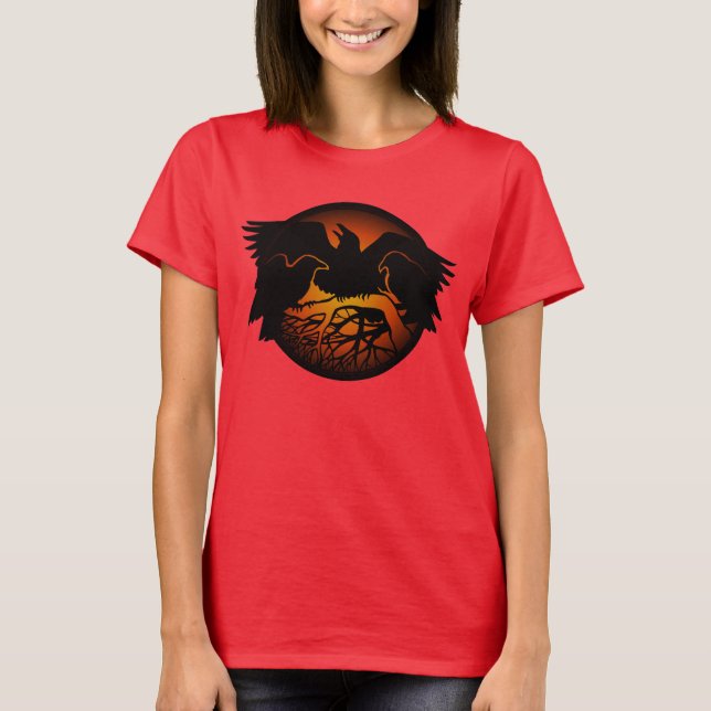 Raven Shirts Raven Organic Crow Bird Art T-shirt (Front)