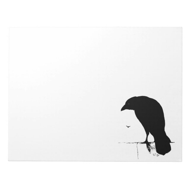 Raven Silhouette - Vintage Goth Ravens & Crows Notepad (Front)