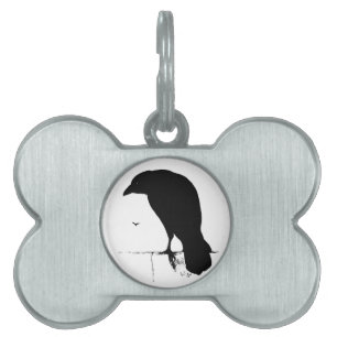Raven Silhouette - Vintage Goth Ravens & Crows Pet ID Tag