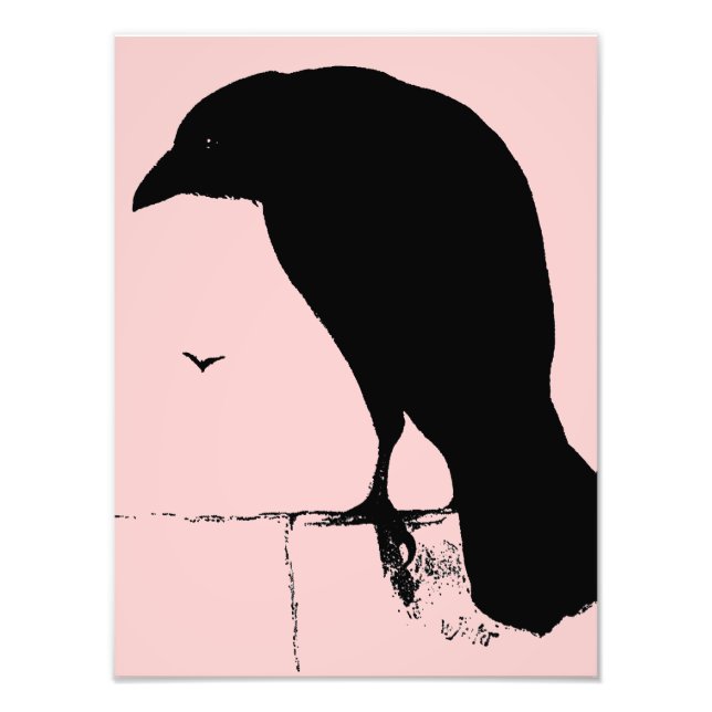 Raven Silhouette - Vintage Goth Ravens & Crows Photo Print (Front)