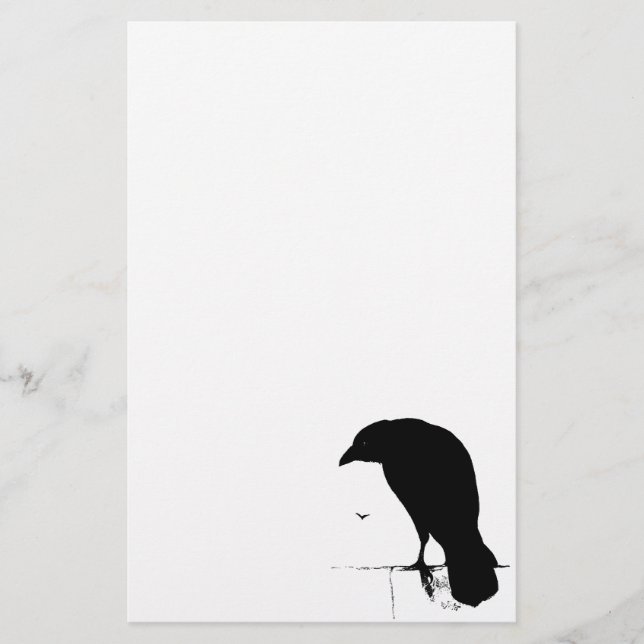 Raven Silhouette - Vintage Goth Ravens & Crows Stationery (Front)