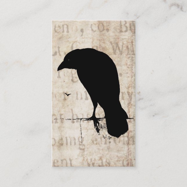 Raven Silhouette - Vintage Retro Ravens & Crows Business Card (Front)