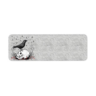 Raven Sings Song of Death on Skull Illustration