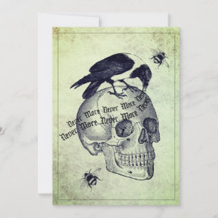 Raven Sits On Skull Halloween Party Invitation