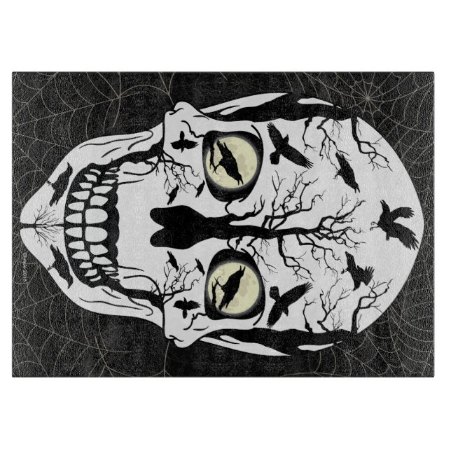 Raven Skeleton Cutting Board Kitchen Decor (Front)
