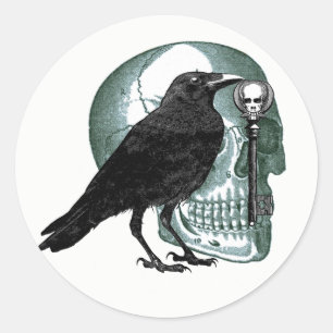 Raven Skull And Skeleton Key Stickers