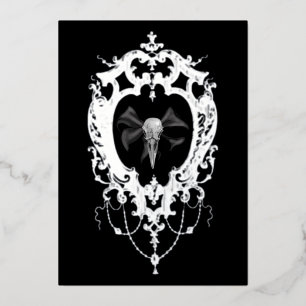 Raven Skull Silver Frame Goth Wedding