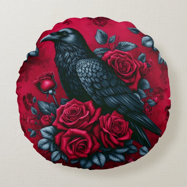 Raven Song Round Pillow (Front)