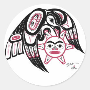 Raven Stealing the Sun Classic Round Sticker