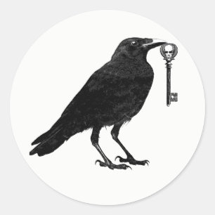 Raven Steals Skeleton Key Classic Round Sticker