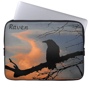 Raven Sunset Tree and Clouds Laptop Sleeve