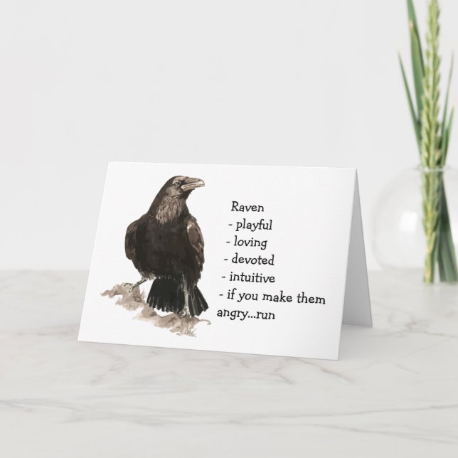 Raven Totem, Animal Guide Funny Birthday Card (Front)