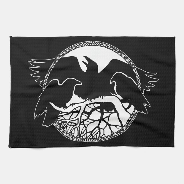 Raven Towel First Nations Raven Art Tea Towel Gift (Horizontal)