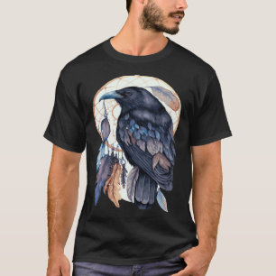 Raven Tribal Watercolor Raven Dream Catcher T-Shirt