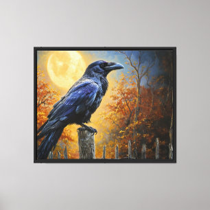 Raven Under Full Moon – Gothic Autumn Wall Art