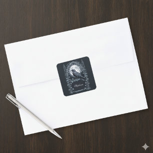 Raven Under Moon Gothic Midnight Square Sticker