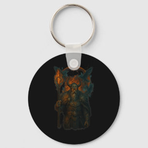 Raven Viking Halloween Design Norse Sorcerer Moon Key Ring