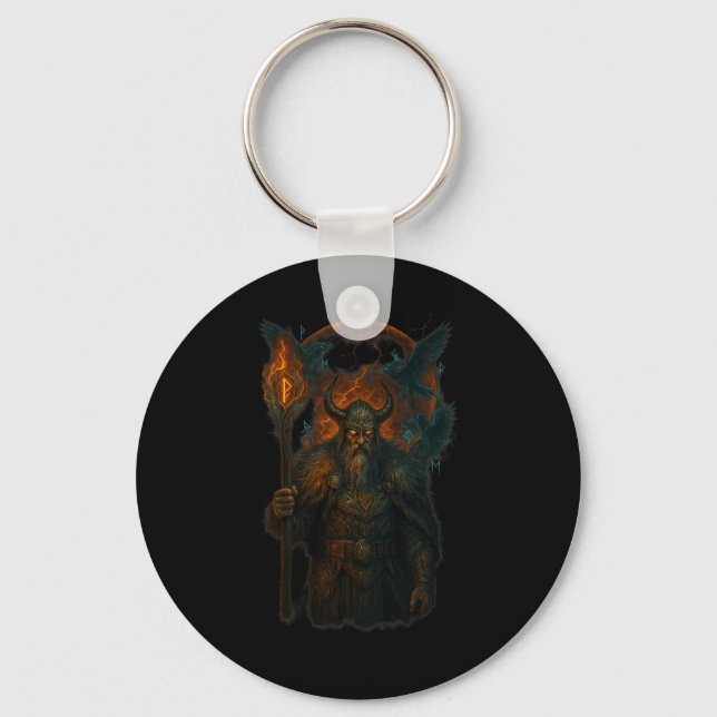 Raven Viking Halloween Design Norse Sorcerer Moon  Key Ring (Front)