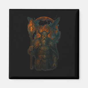 Raven Viking Halloween Design Norse Sorcerer Moon  Magnet