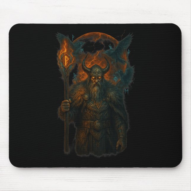 Raven Viking Halloween Design Norse Sorcerer Moon  Mouse Mat (Front)