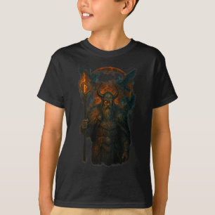 Raven Viking Halloween Design Norse Sorcerer Moon T-Shirt