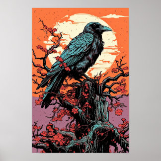 Raven Wall Poster, Art Illustration Poster