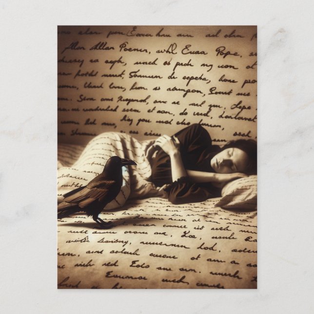 Raven Watches Over Woman Asleep Postcard (Front)