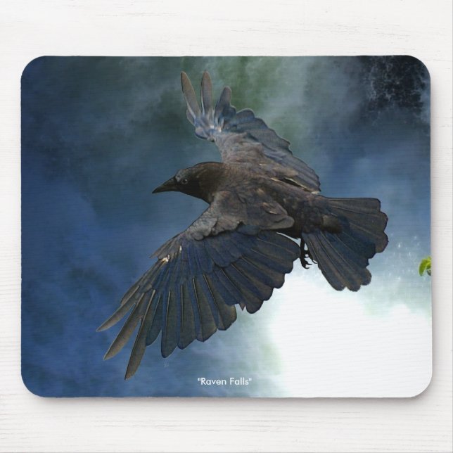 RAVEN & WATER FALL Nature & Wildlife Mousepad (Front)