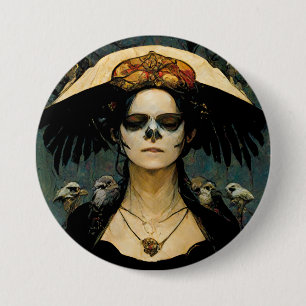 Raven Witch 4 Fantasy Horror Goth Gothic 7.5 Cm Round Badge