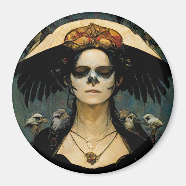 Raven Witch 4 Fantasy Horror Goth Gothic Magnet (Front)
