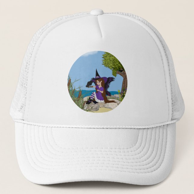 Raven Witch Faery Trucker Hat (Front)