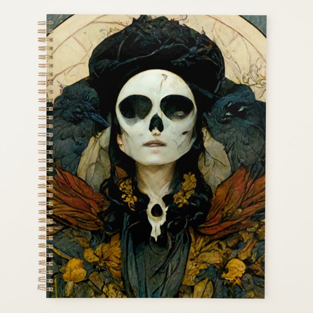 Raven Witch Fantasy Horror Goth Gothic Planner (Front)