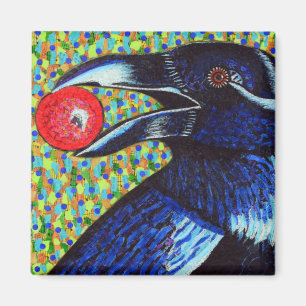 Raven with Berry Magnet
