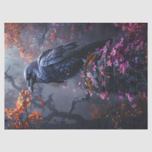 Raven with Colourful Autumn Foliage Decoupage Tissue Paper