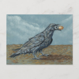 Raven with Egg in beak postcard
